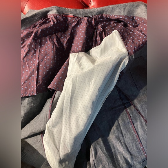 Men's Patrick James Charcoal Grey Linen 2 Button Sport Coat Blazer Jacket 44R - Picture 16 of 17